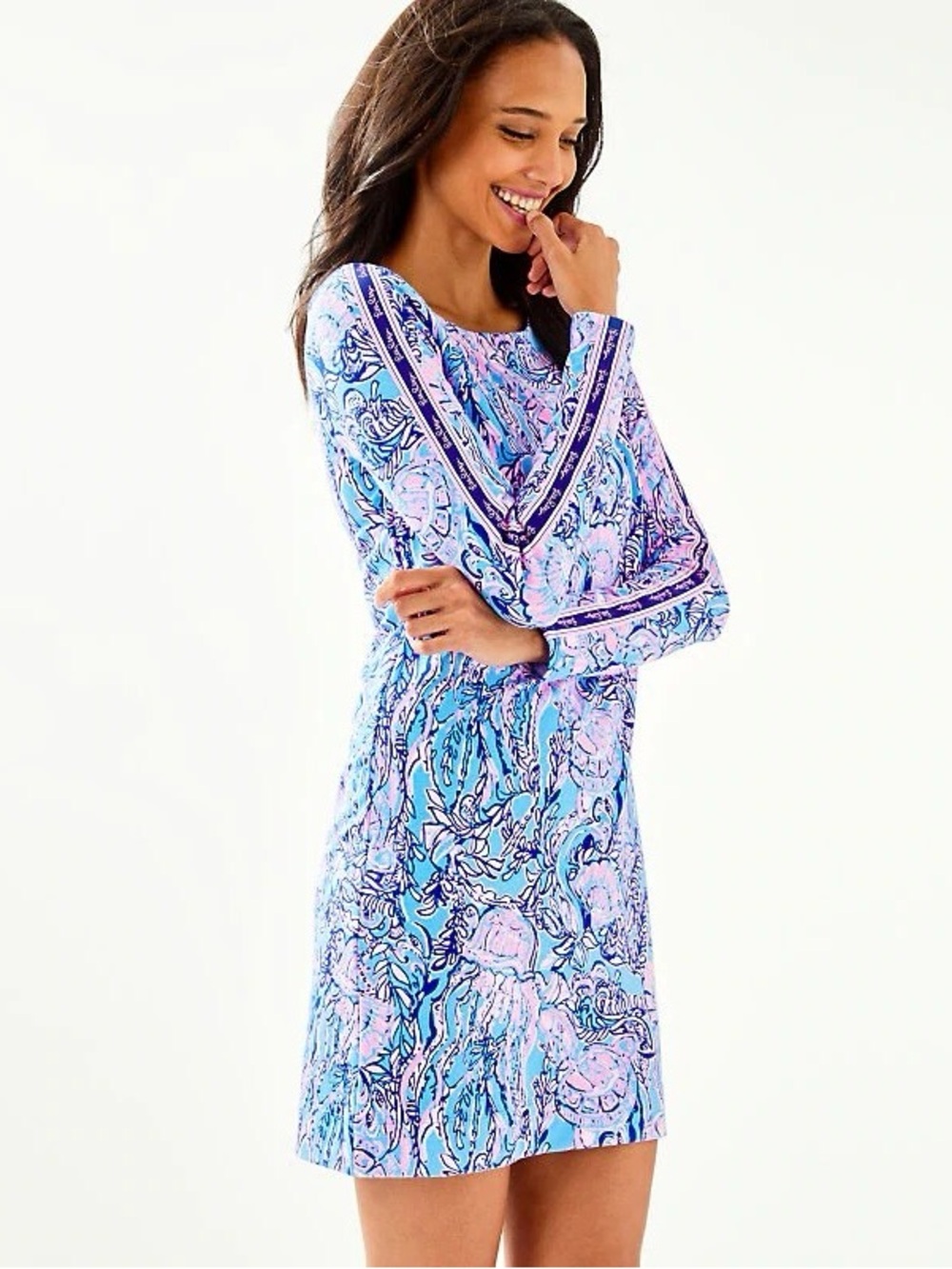 Lilly Pulitzer BELINE DRESS Lapis Lazuli Horseshoe Bay Pink Blue S